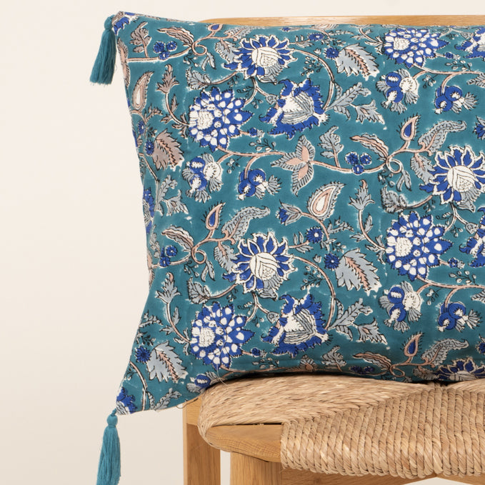 Housse de coussin Tara 50x50 100% coton bio - bleu