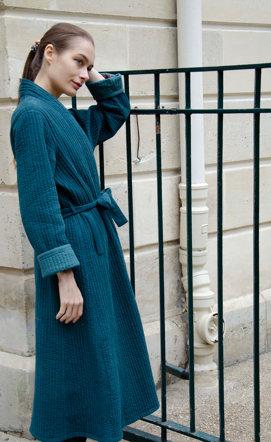 Manteau Mona, velours 100% Coton - Vert