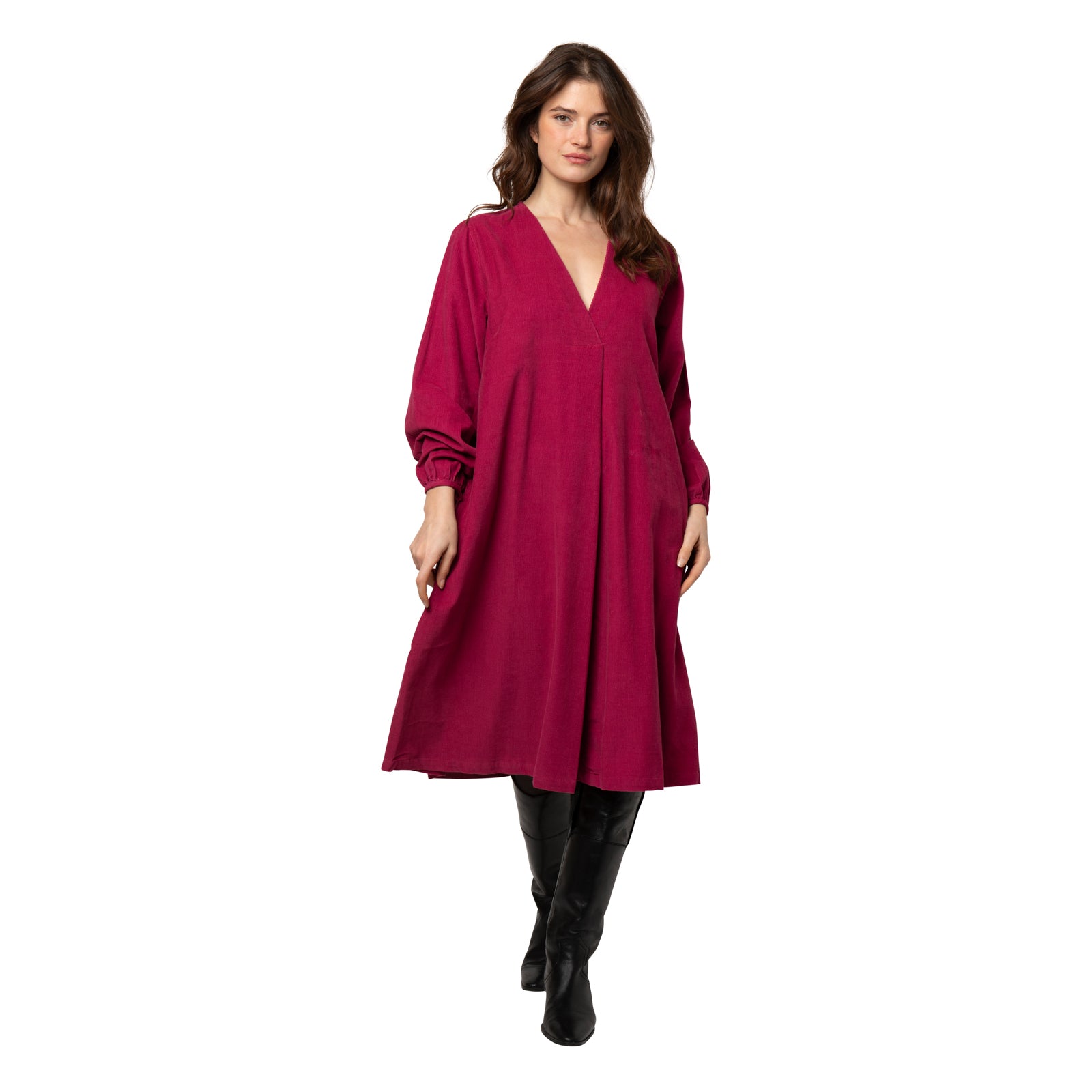 Robe Neha, velours 100% Coton - Rose