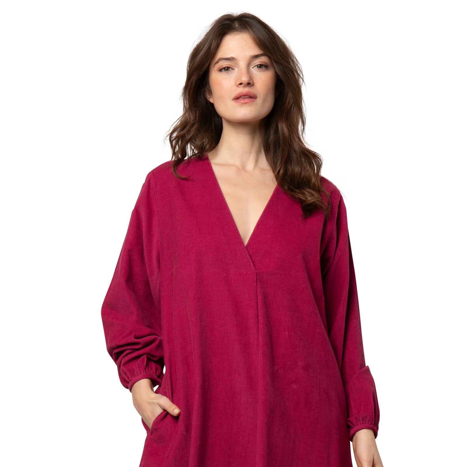 Robe Neha, velours 100% Coton - Rose