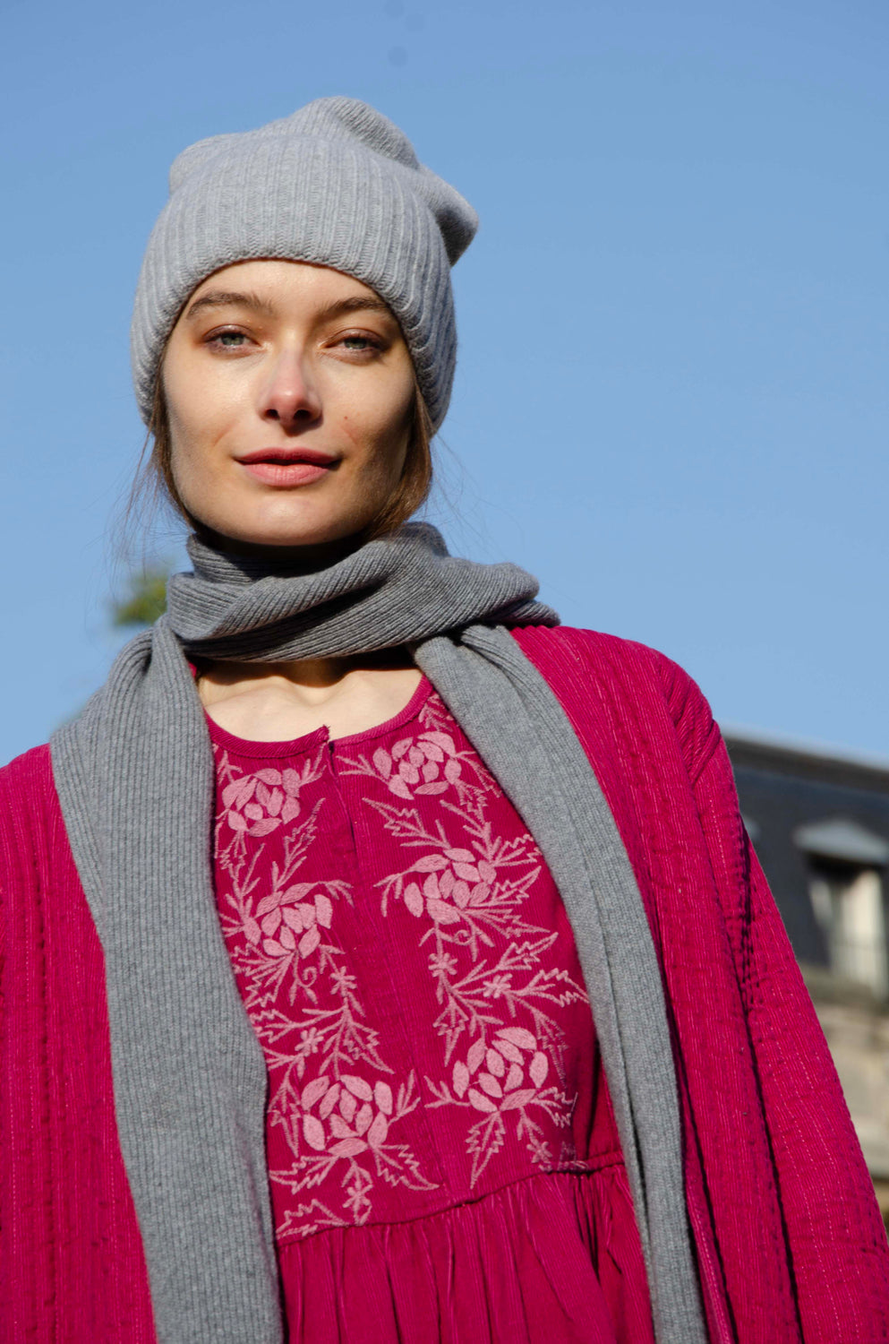 Robe Lucy, velours 100% Coton - Rose