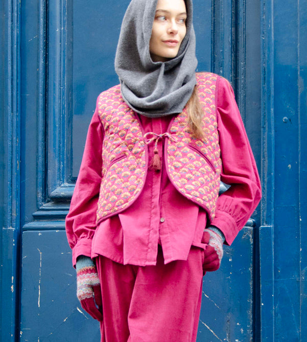 Chemise Lily, velours 100% Coton - Rose