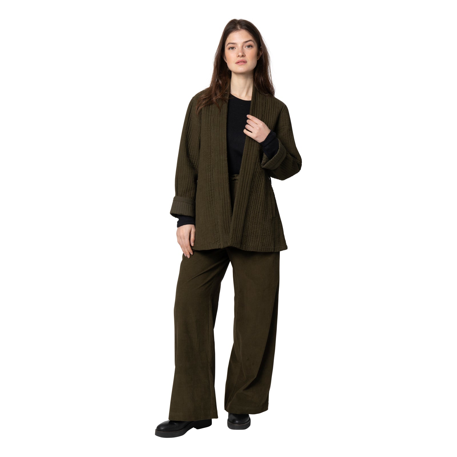 Aloise Jacket Velvet 100% Coton Velvet - Kaki KAKI