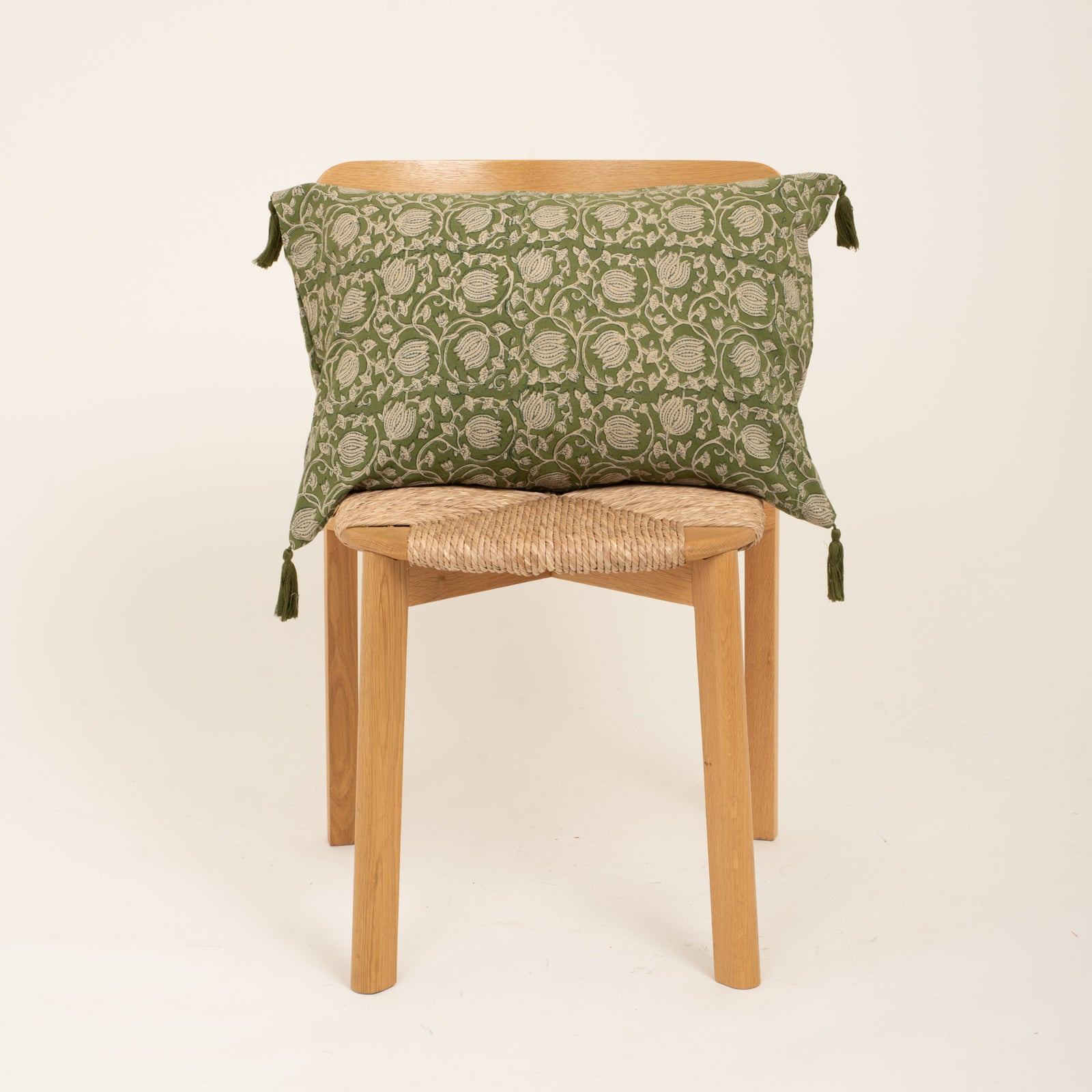 Cushion Cover Pema 60x40 100% Organic Coton Blockprint - Green GREEN