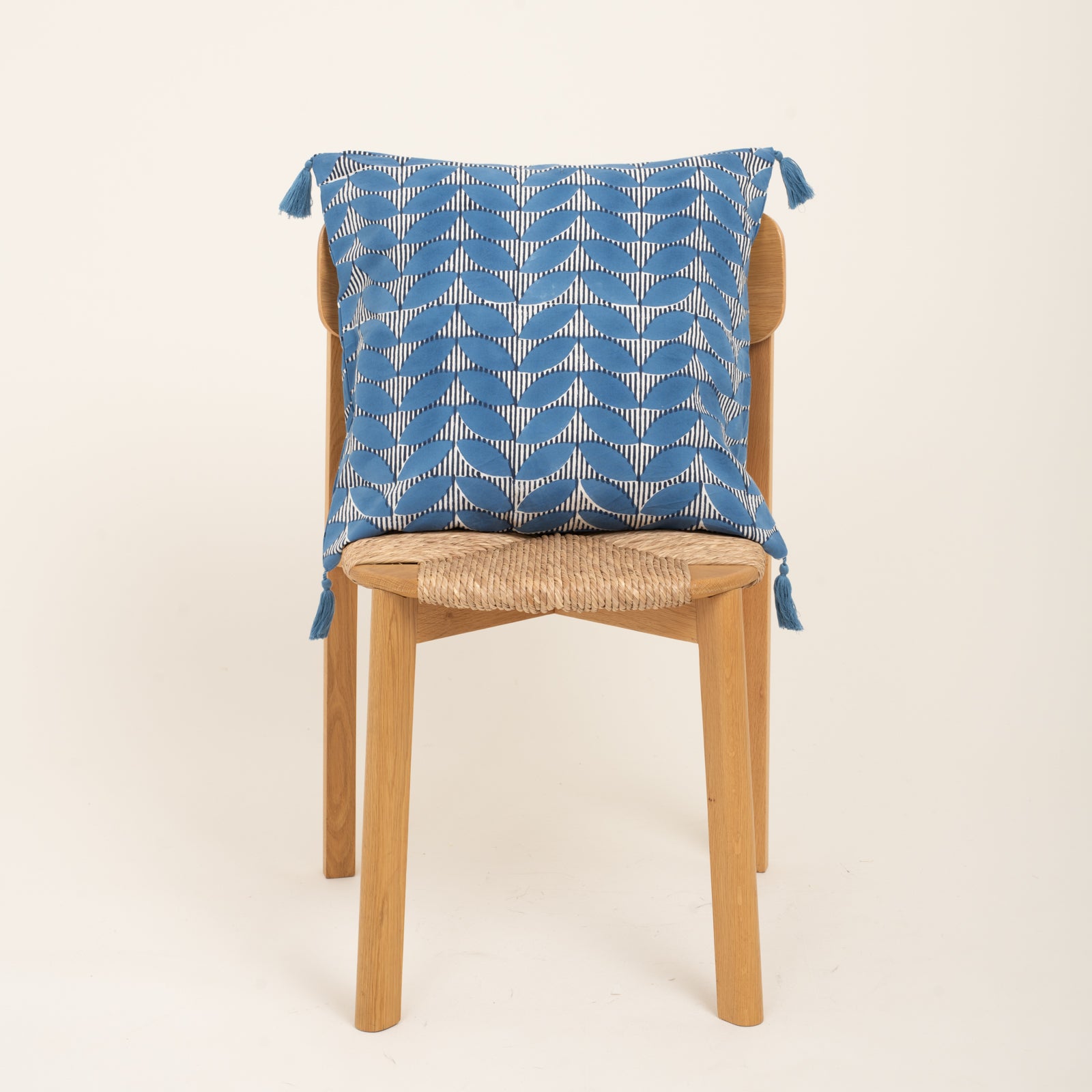 Cushion Cover Cap Estel 50x50 100% Organic Coton Blockprint - Blue BLUE