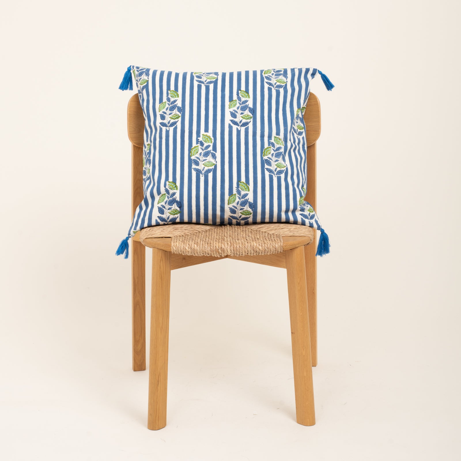 Cushion Cover Beaulieu 50x50 100% Organic Coton Blockprint - Blue BLUE