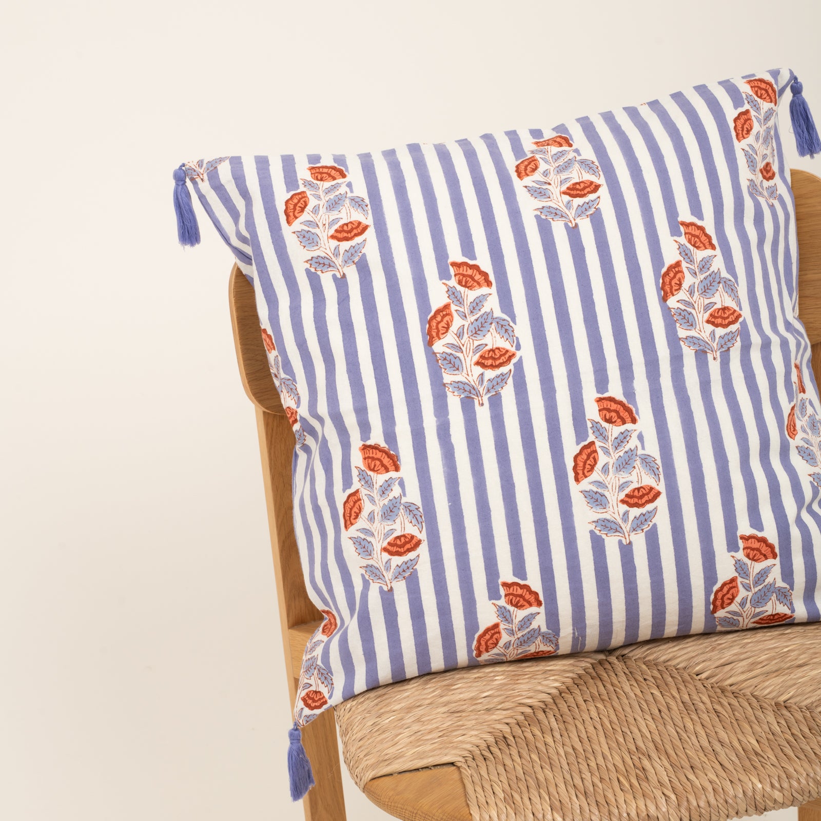 Cushion Cover Beaulieu 50x50 100% Organic Coton Blockprint - Lilac LILAC