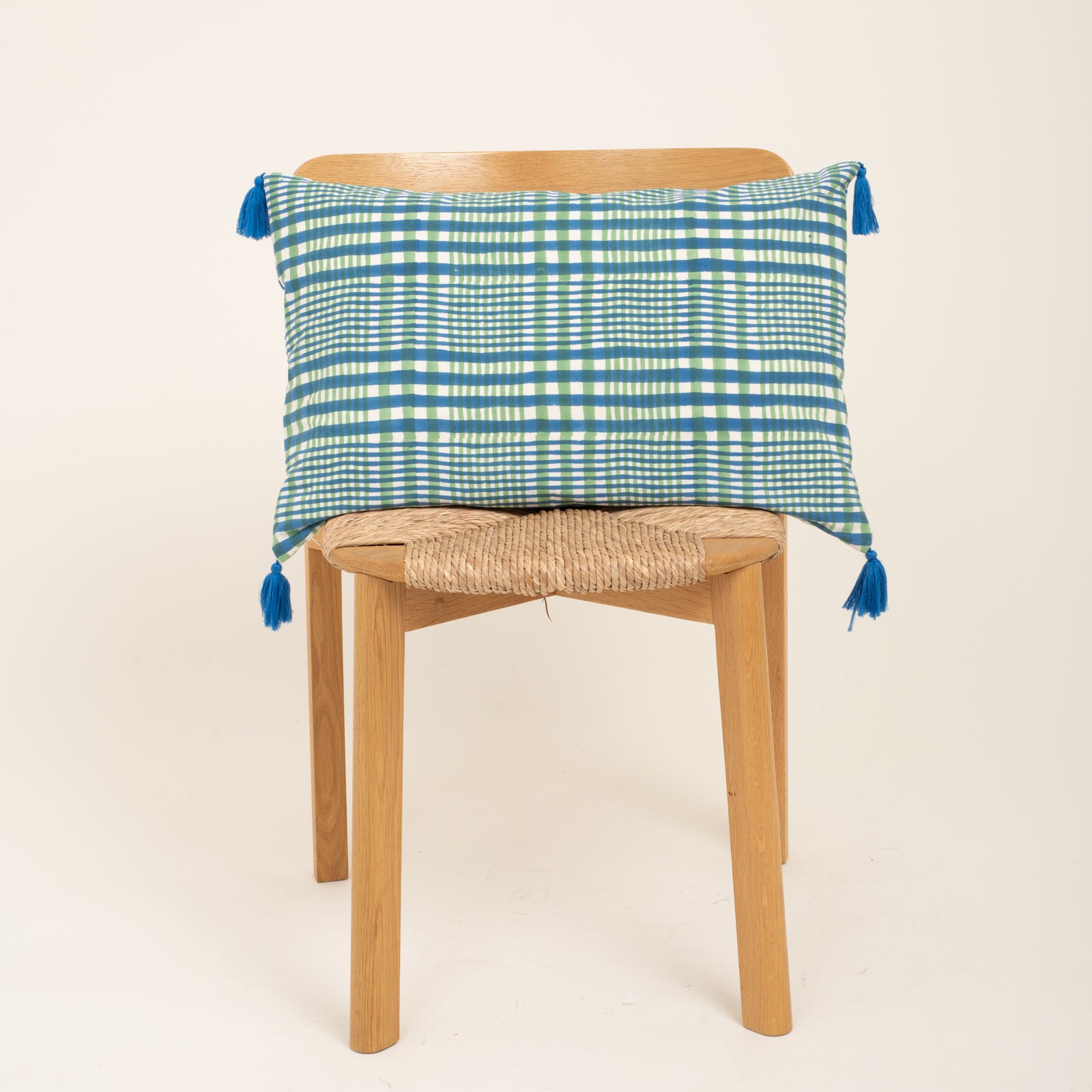 Cushion Cover Nissa 60x40 100% Organic Coton Blockprint - Blue Green BLUE GREEN