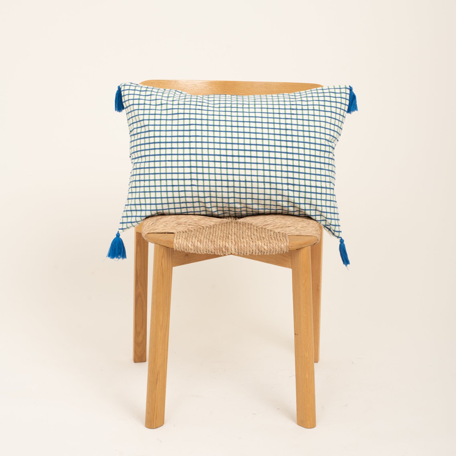 Cushion Cover Croisette 60x40 100% Organic Coton Blockprint - Blue Green BLUE GREEN