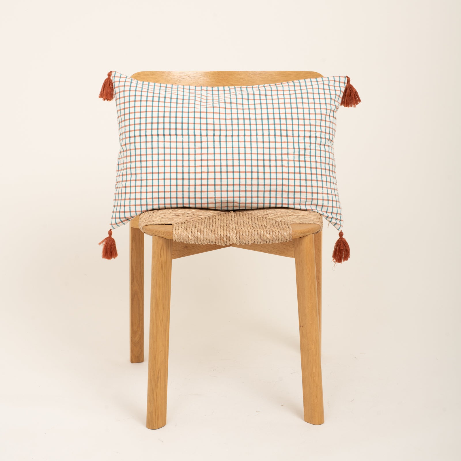 Cushion Cover Croisette 60x40 100% Organic Coton Blockprint - Peach Turquoise PEACH TURQUOISE