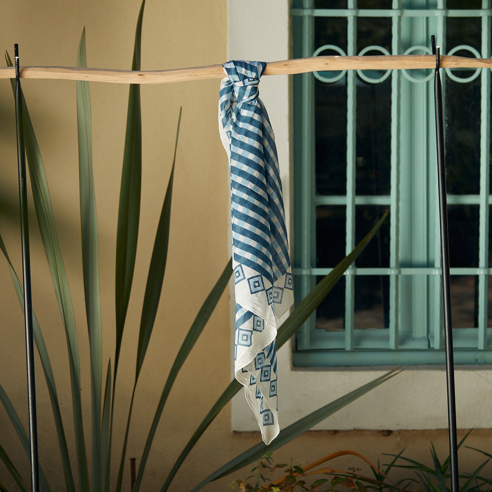 Square Scarf Prado 100% Coton Blockprint - Blue BLUE