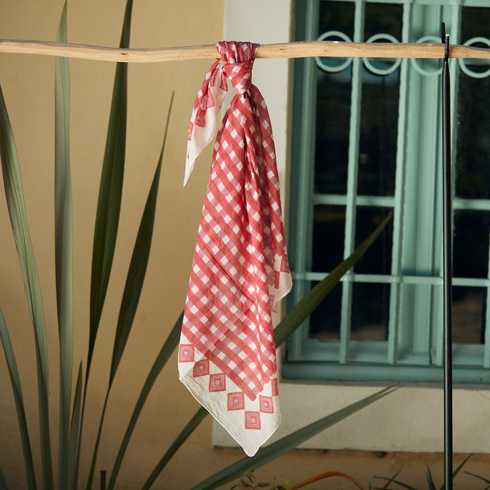 Square Scarf Prado 100% Coton Blockprint - Pink PINK