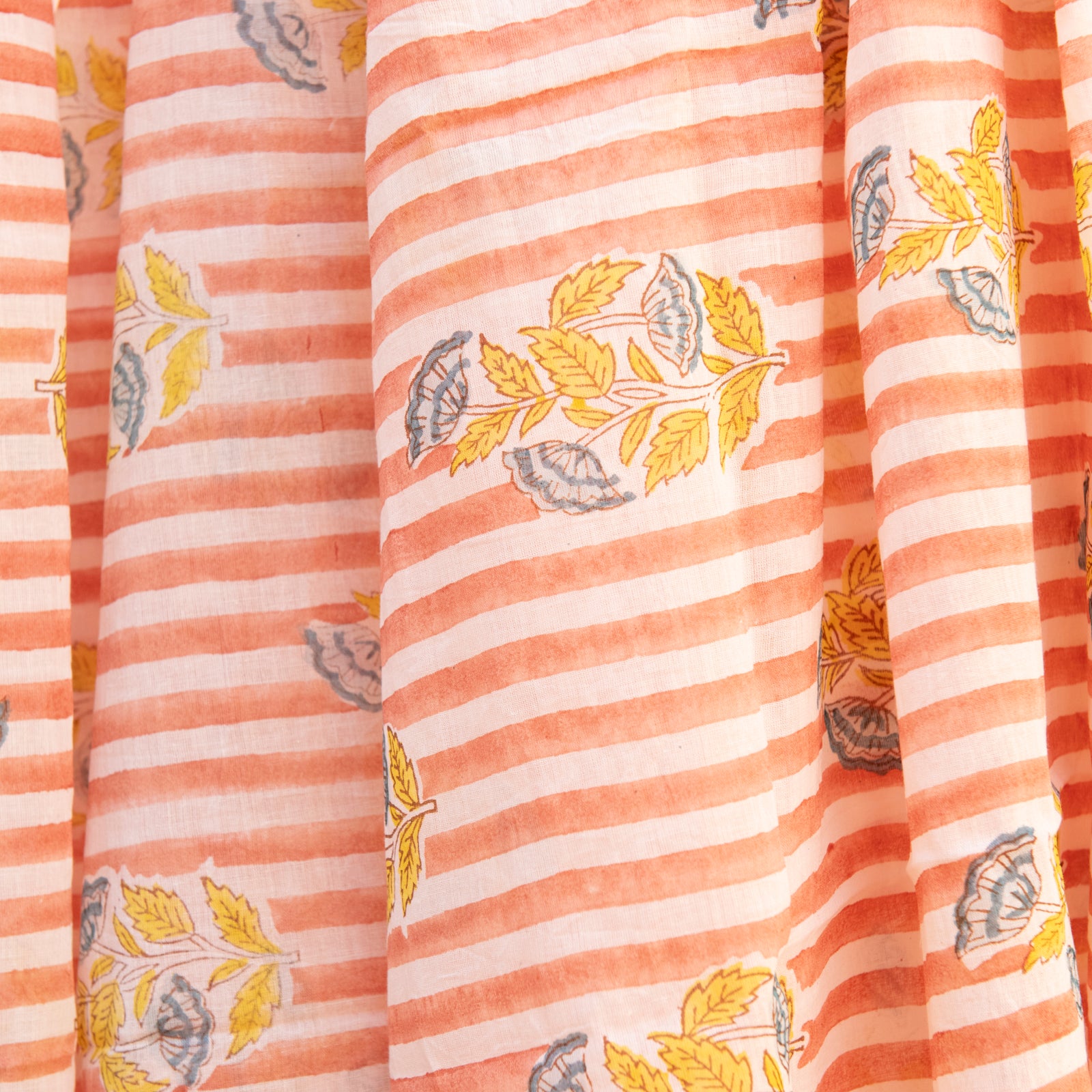 Large Scarf / Sarong Beaulieu Organic Coton - Blockprint - Peach PEACH