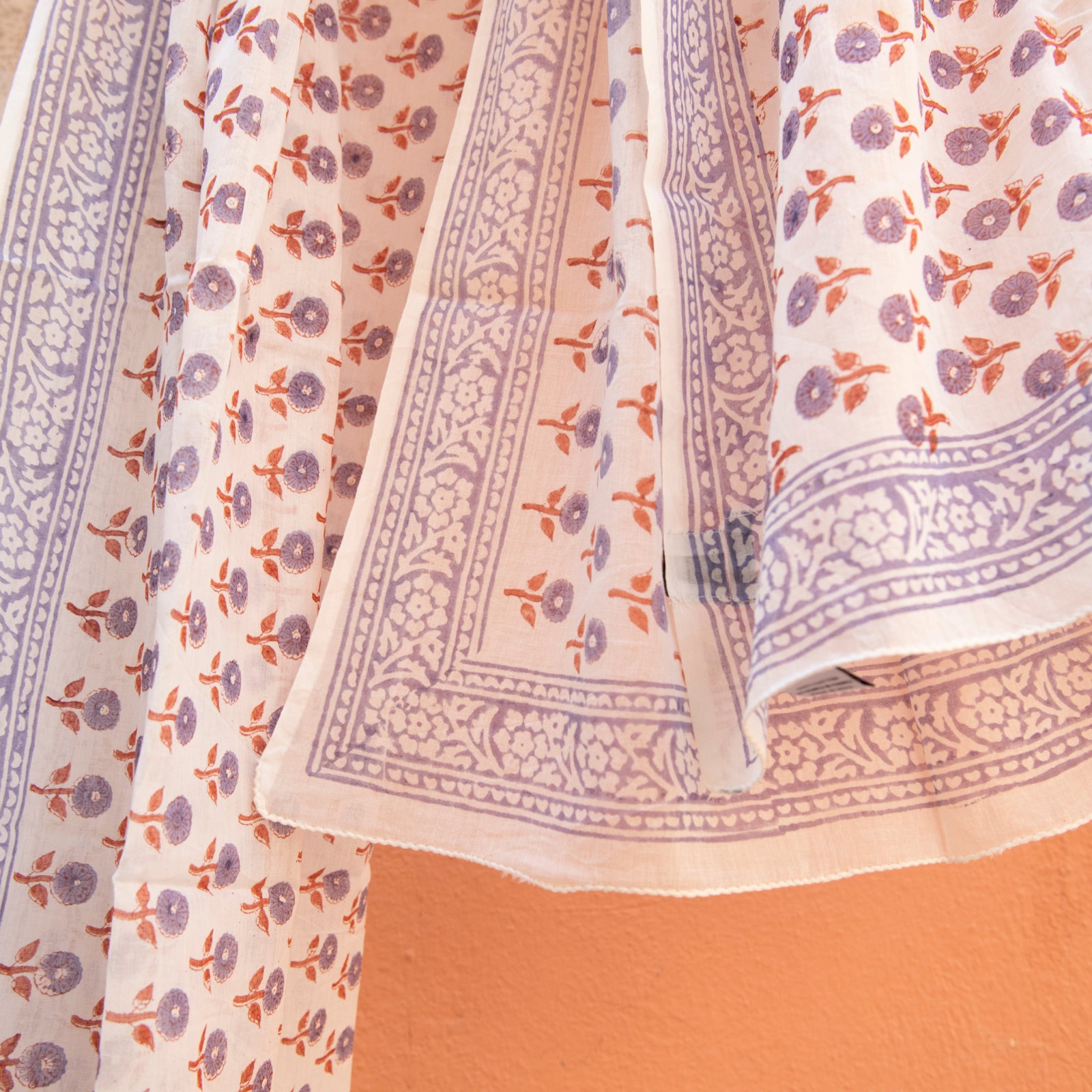 Large Scarf / Sarong Grace Organic Coton - Blockprint - Lilac LILAC