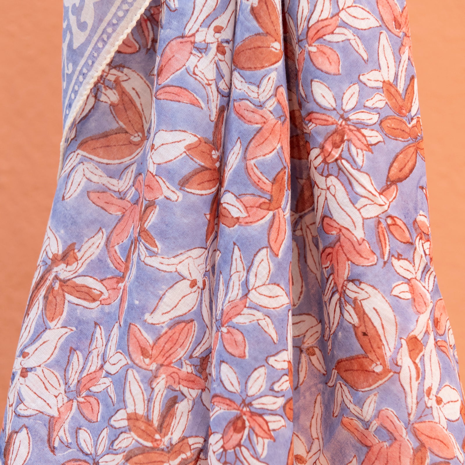 Square Scarf Figuieres Organic Coton - Blockprint - Lilac LILAC