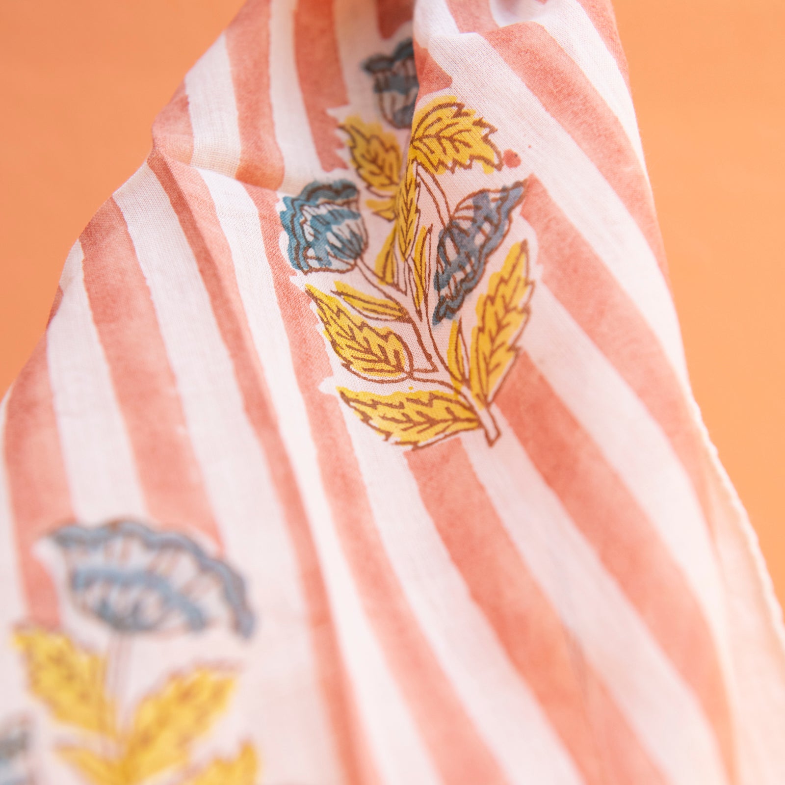Bandana Scarf Beaulieu Organic Coton - Blockprint - Peach PEACH