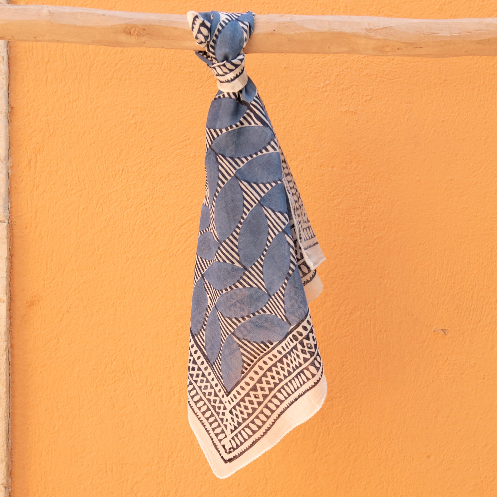 Bandana Scarf Cap Estel Organic Coton - Blockprint - Blue BLUE