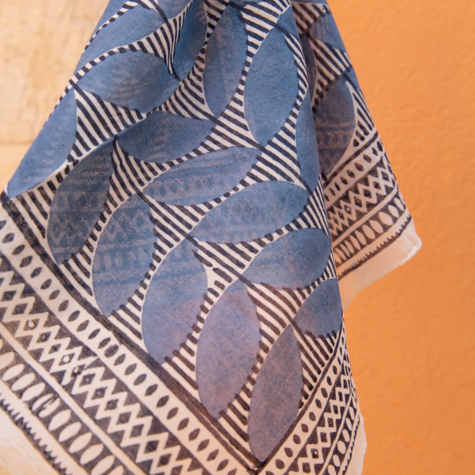 Bandana Scarf Cap Estel Organic Coton - Blockprint - Blue BLUE