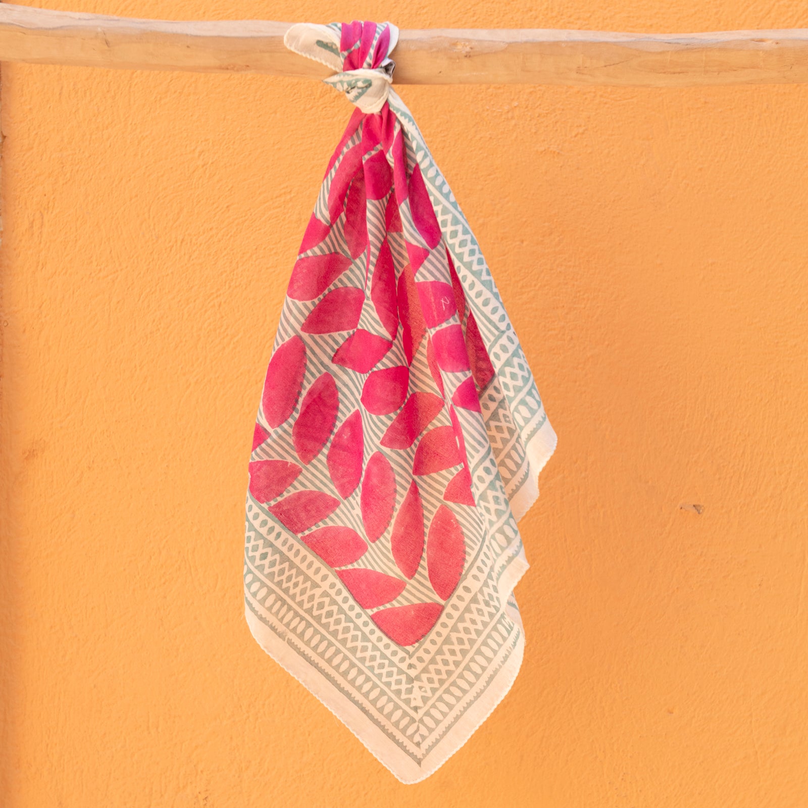 Bandana Scarf Cap Estel Organic Coton - Blockprint - Pink PINK