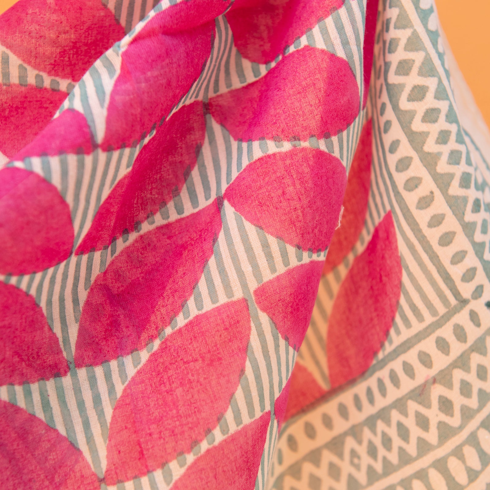 Bandana Scarf Cap Estel Organic Coton - Blockprint - Pink PINK