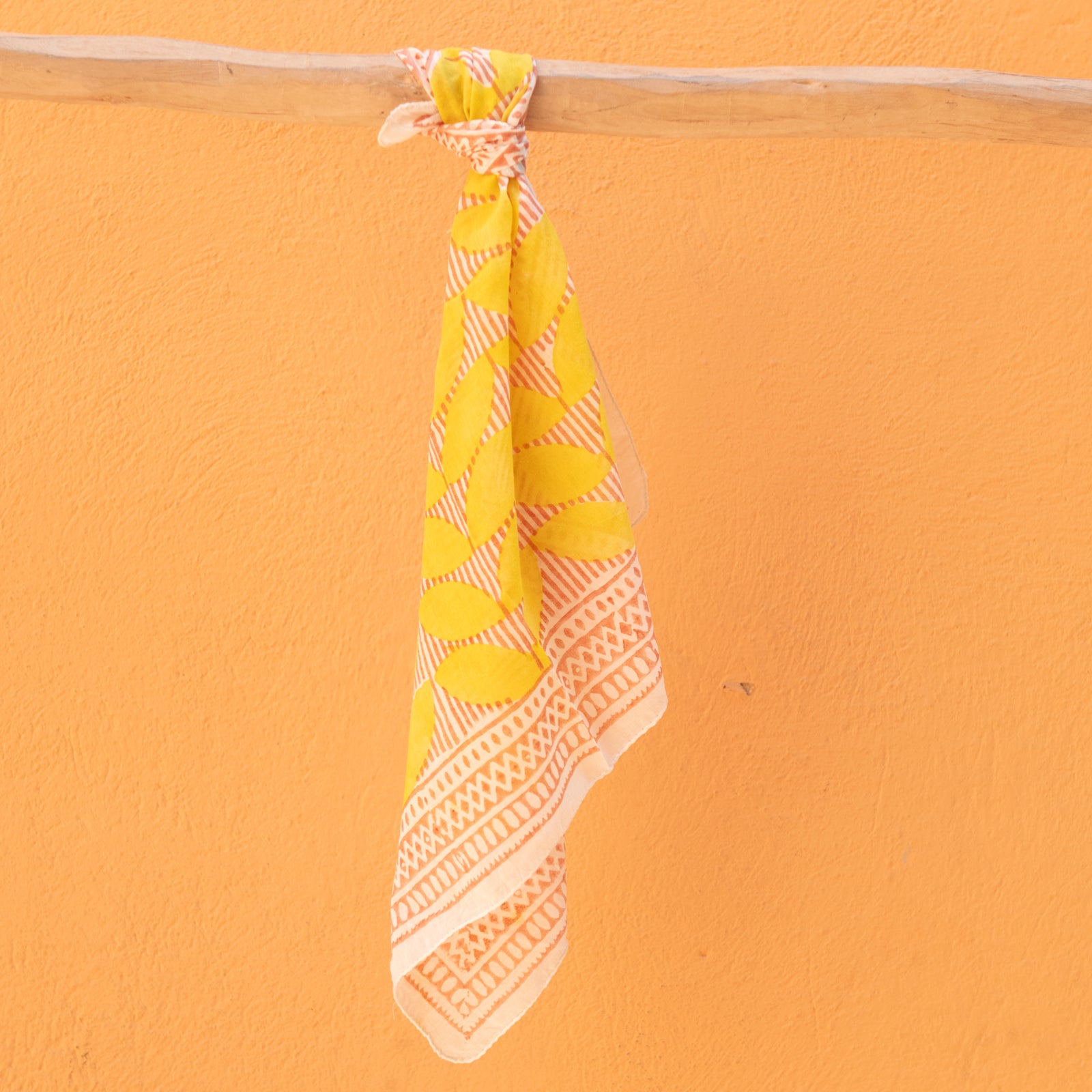 Bandana Scarf Cap Estel Organic Coton - Blockprint - Yellow YELLOW