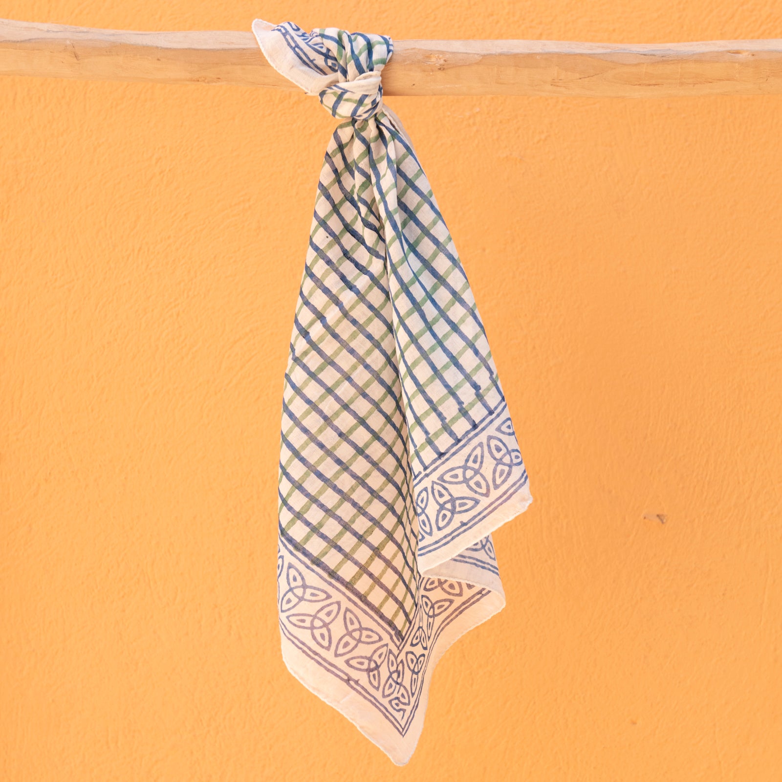 Bandana Scarf Croisette Organic Coton - Blockprint - Blue BLUE