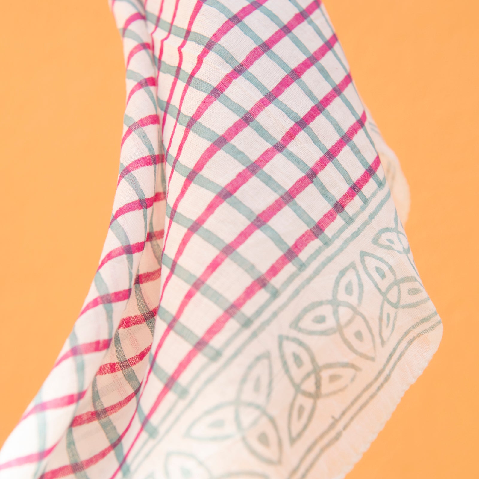 Bandana Scarf Croisette Organic Coton - Blockprint - Green GREEN