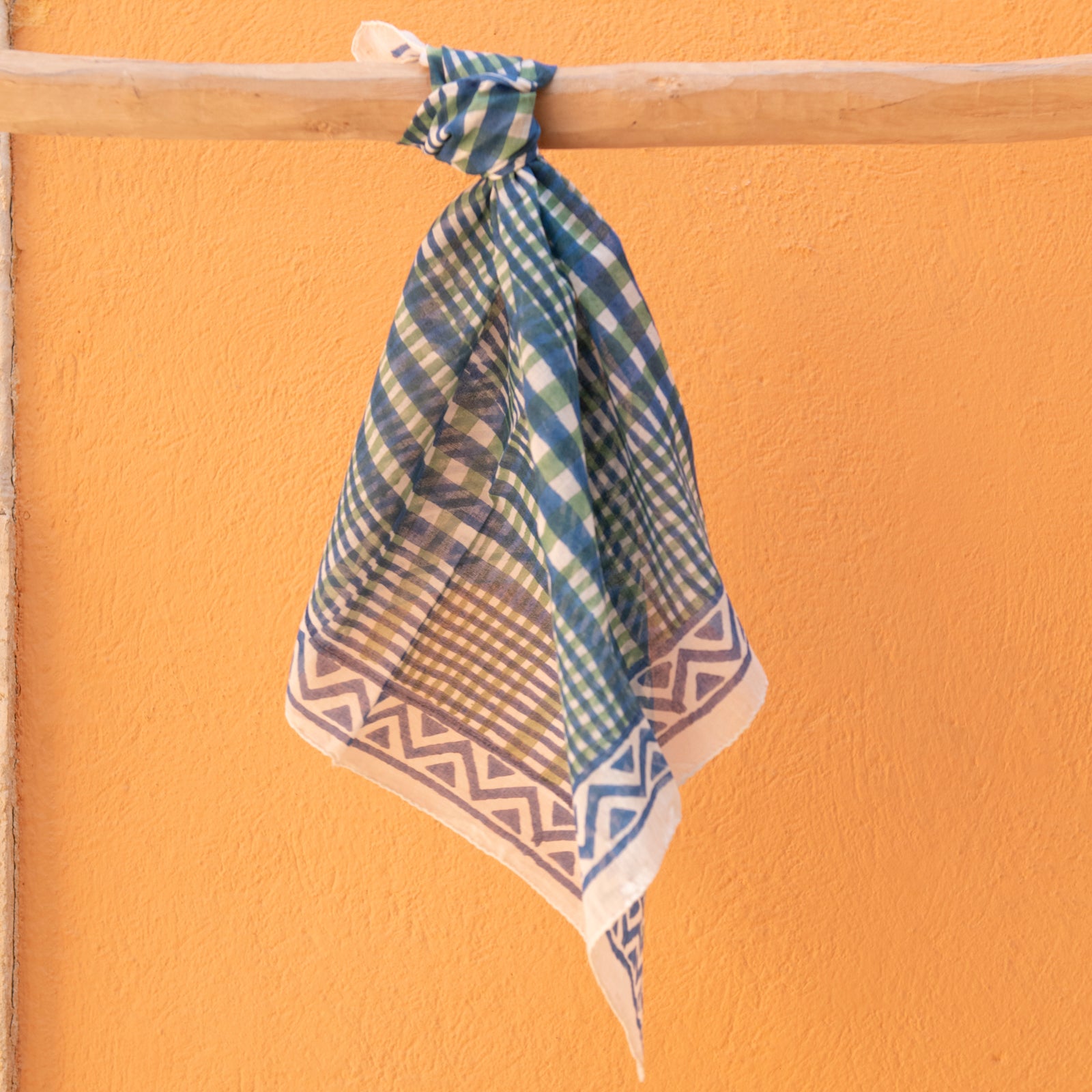 Bandana Scarf Nissa Organic Coton - Blockprint - Blue BLUE