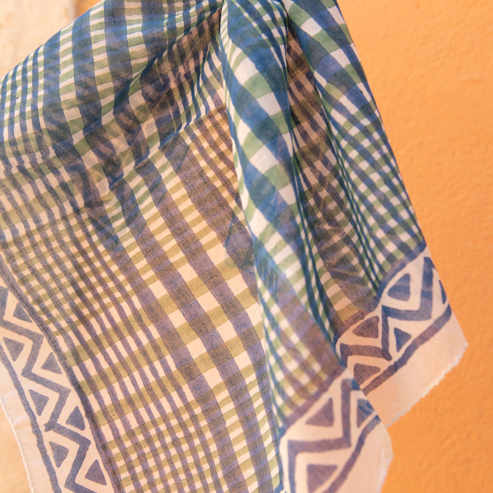 Bandana Scarf Nissa Organic Coton - Blockprint - Blue BLUE