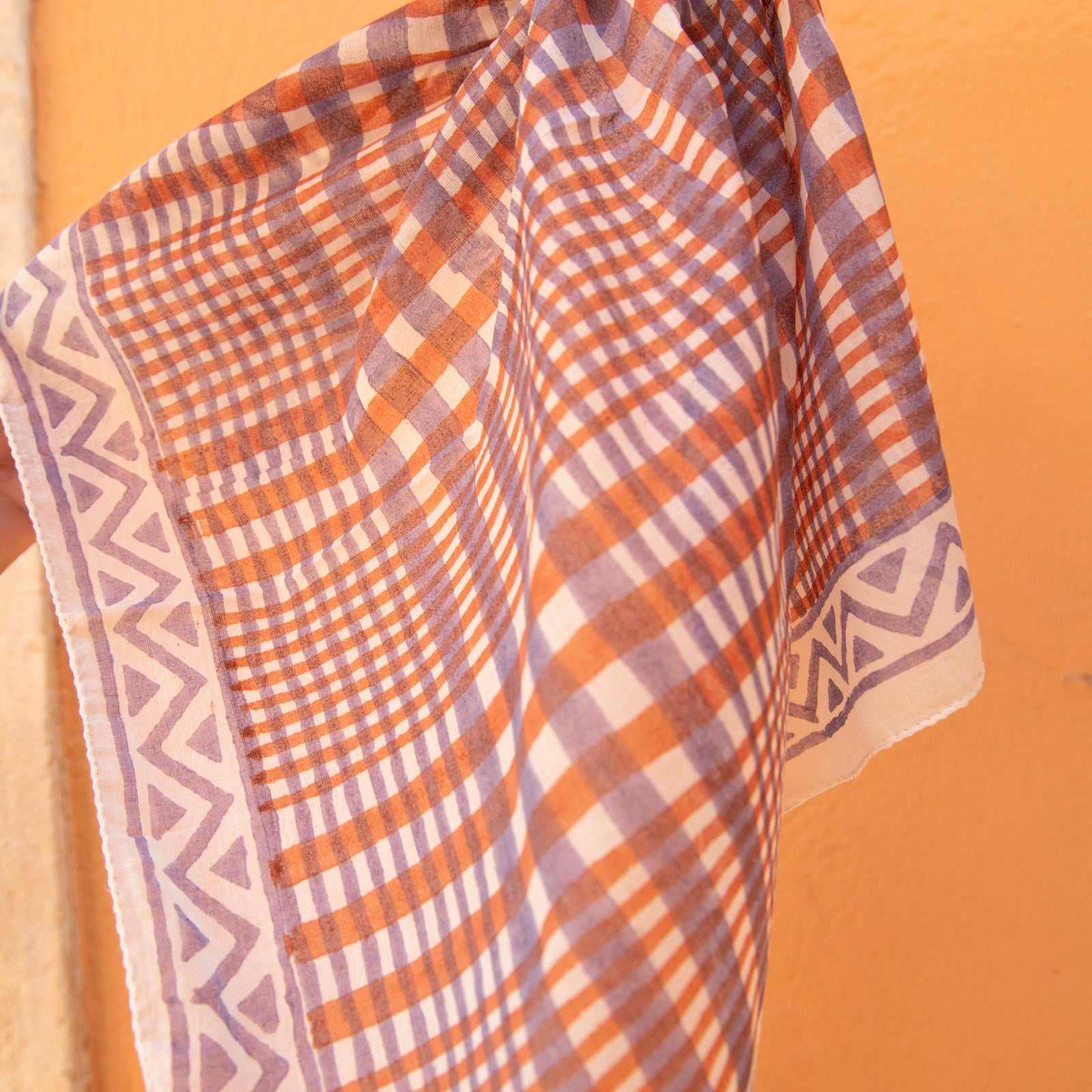 Bandana Scarf Nissa Organic Coton - Blockprint - Lilac LILAC