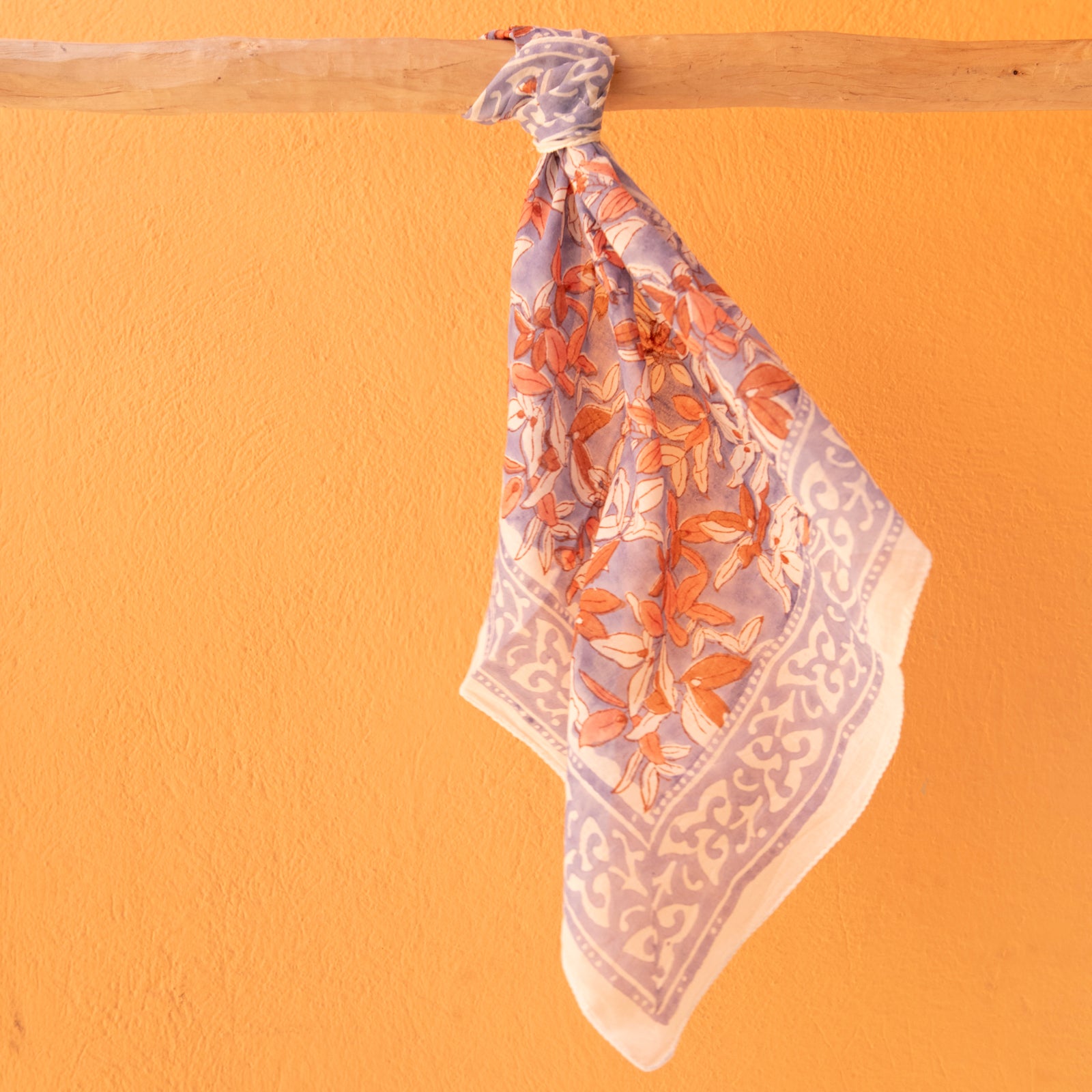 Bandana Scarf Figuieres Organic Coton - Blockprint - Lilac LILAC