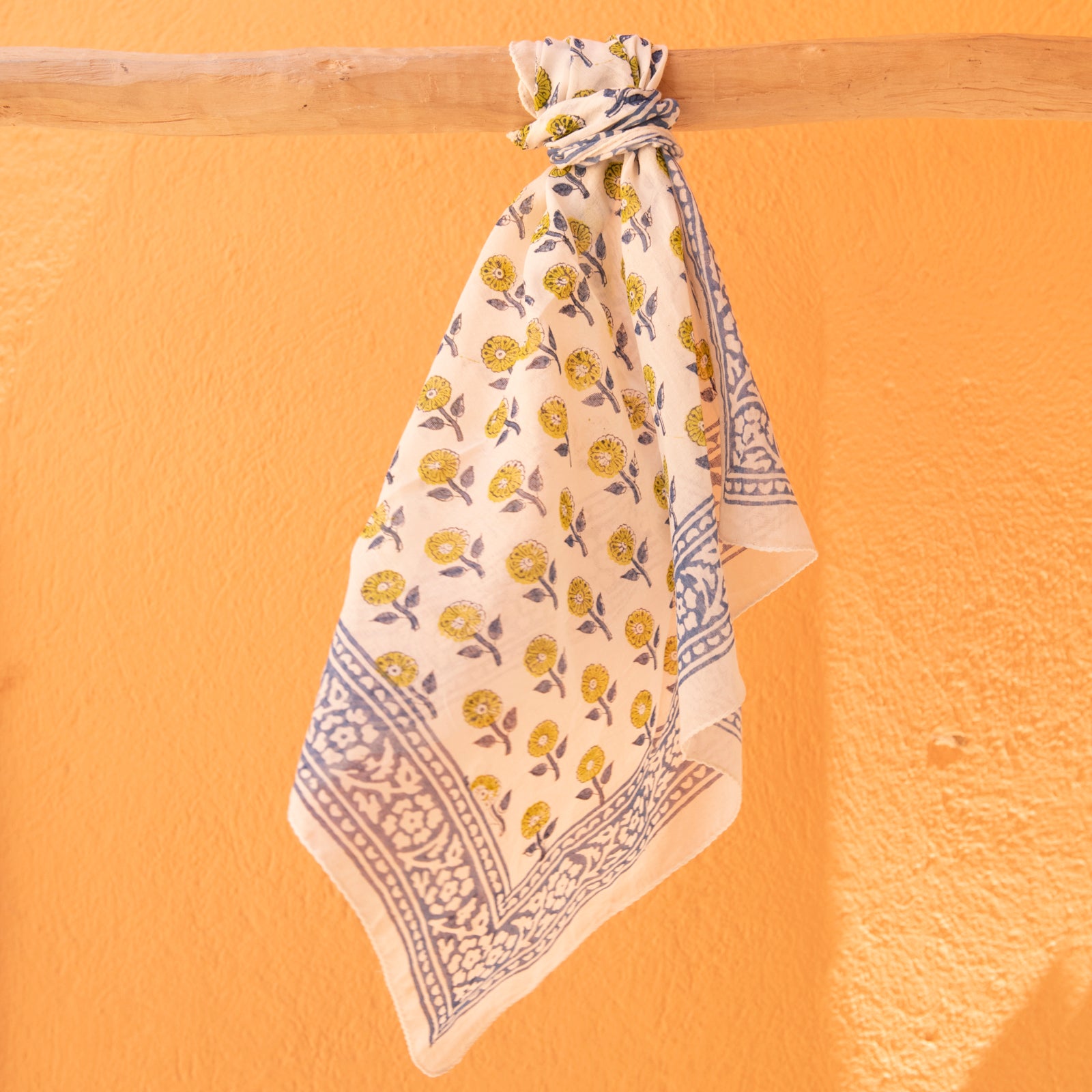 Bandana Scarf Grace Organic Coton - Blockprint - Blue BLUE