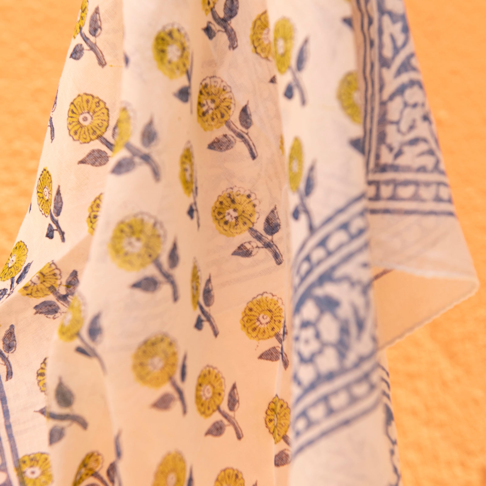 Bandana Scarf Grace Organic Coton - Blockprint - Blue BLUE