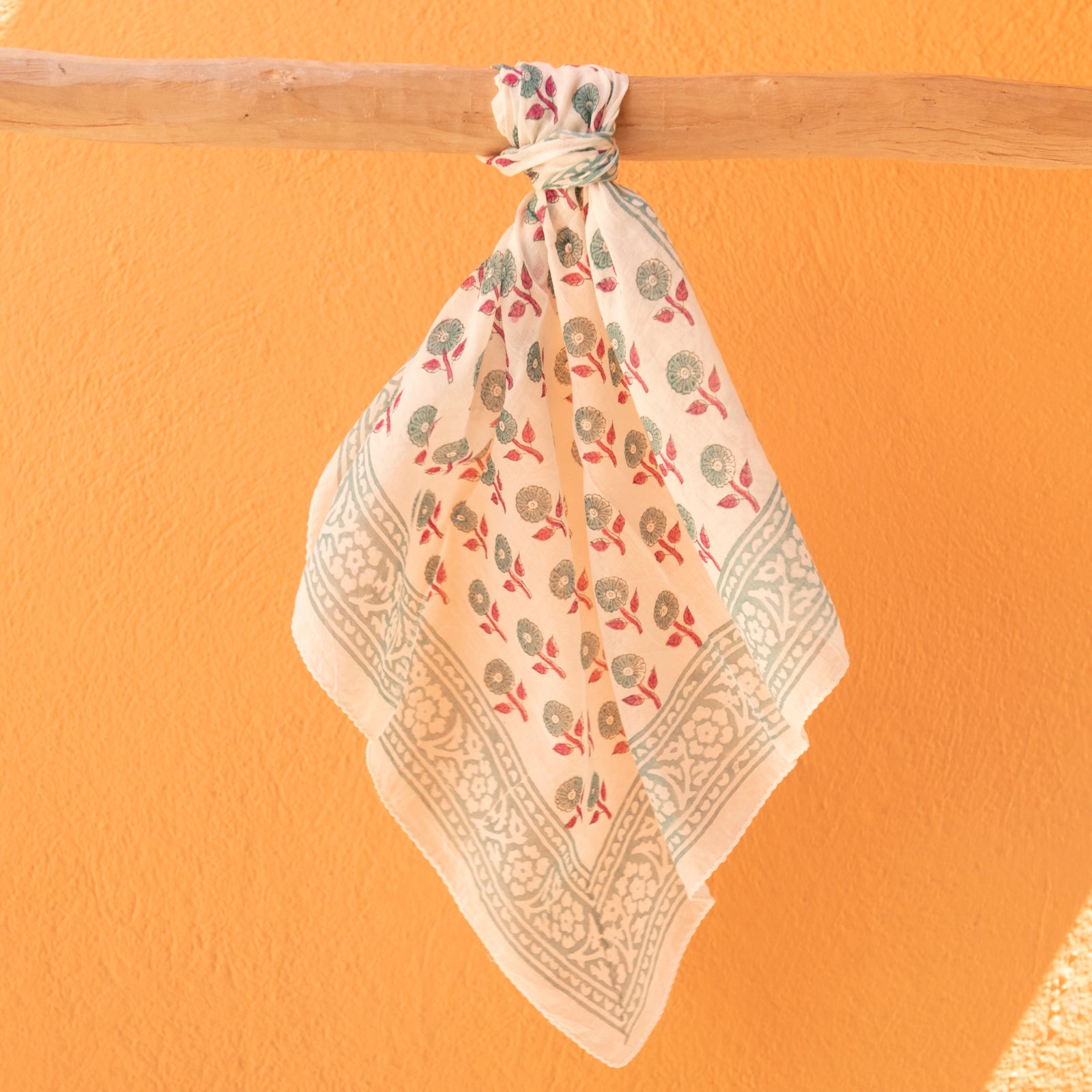 Bandana Scarf Grace Organic Coton - Blockprint - Green GREEN