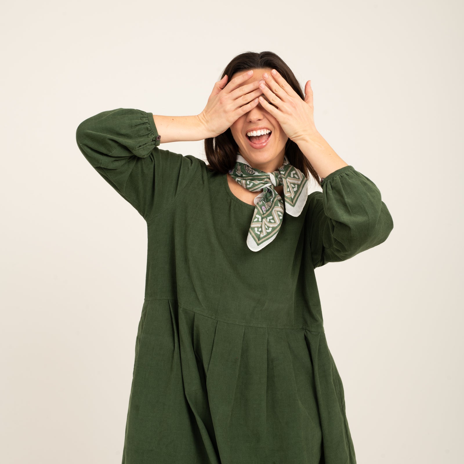 Bandana Scarf Tara Organic Coton - Blockprint - Green GREEN