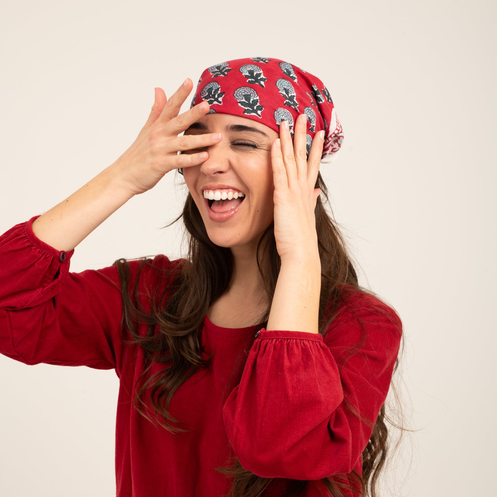 Bandana Scarf Sathi Organic Coton - Blockprint - Red RED
