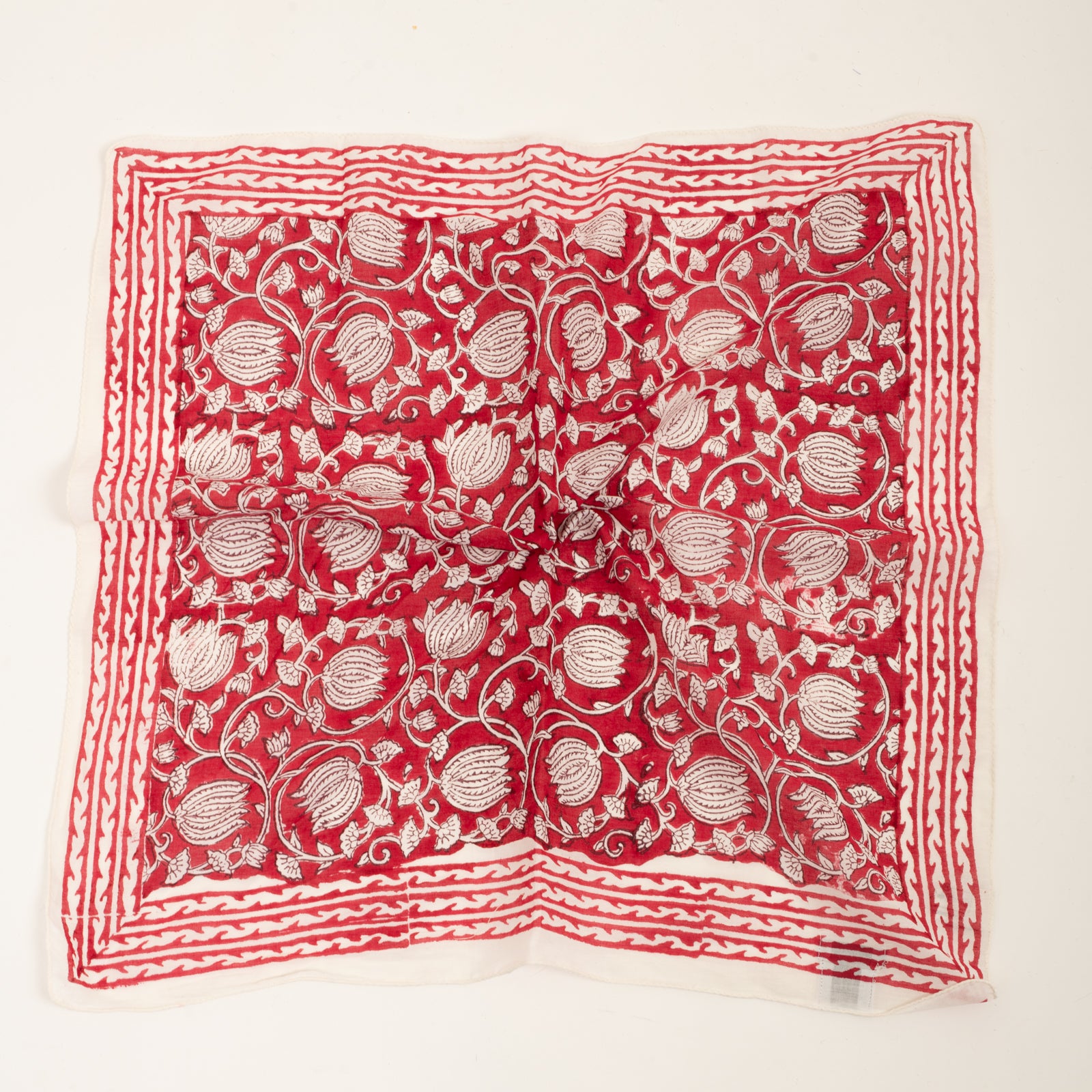 Bandana Scarf Pema Organic Coton - Blockprint - Red RED