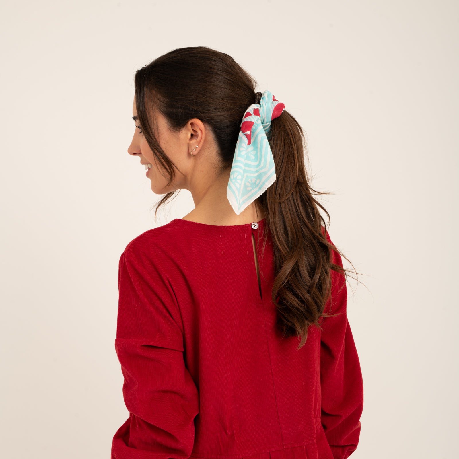 Bandana Scarf Ananda Organic Coton - Blockprint - Red RED
