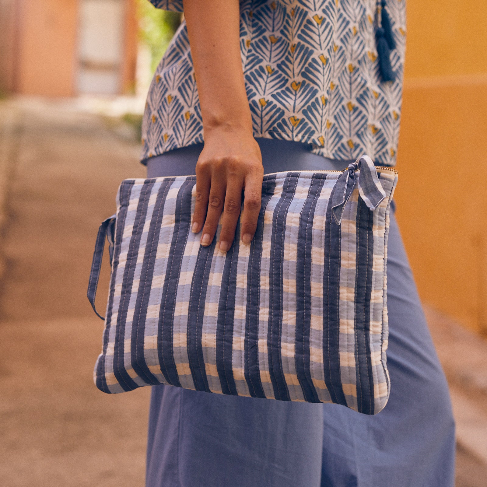 A4 Lap Top Bag Prado 100% Organic Cotton - Blue BLUE