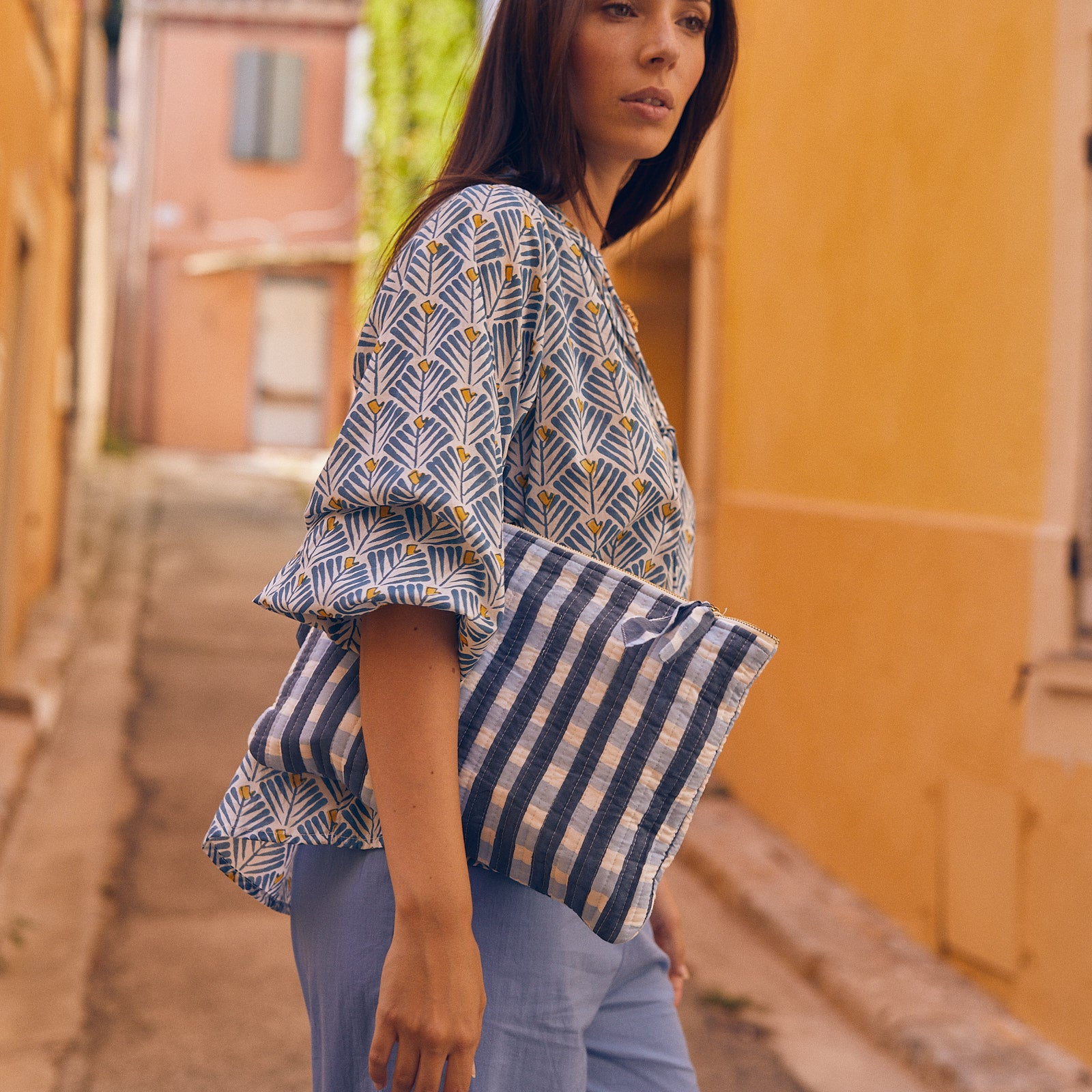 A4 Lap Top Bag Prado 100% Organic Cotton - Blue BLUE