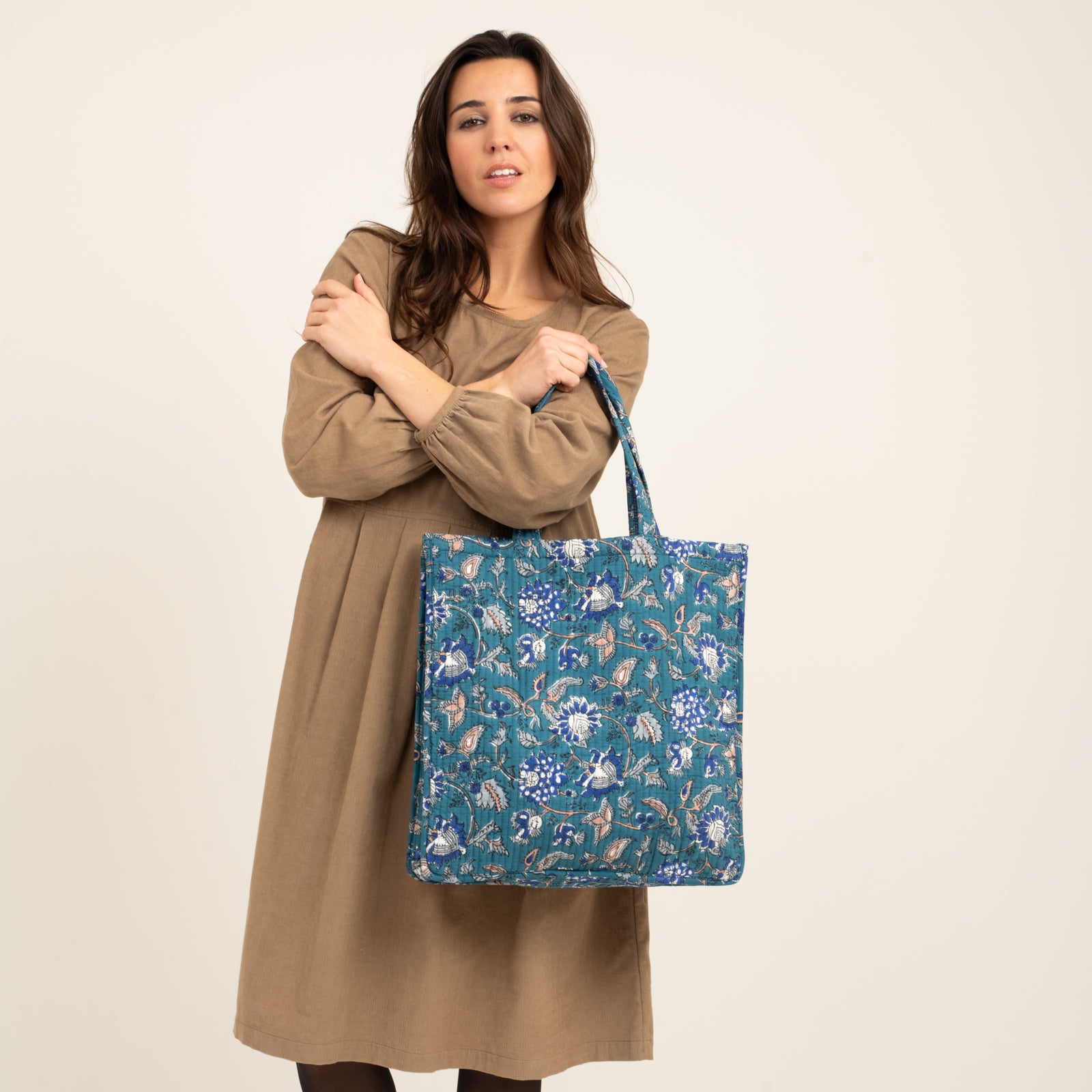 Quilted Tote Tara 100% Organic Cotton - Blue BLUE