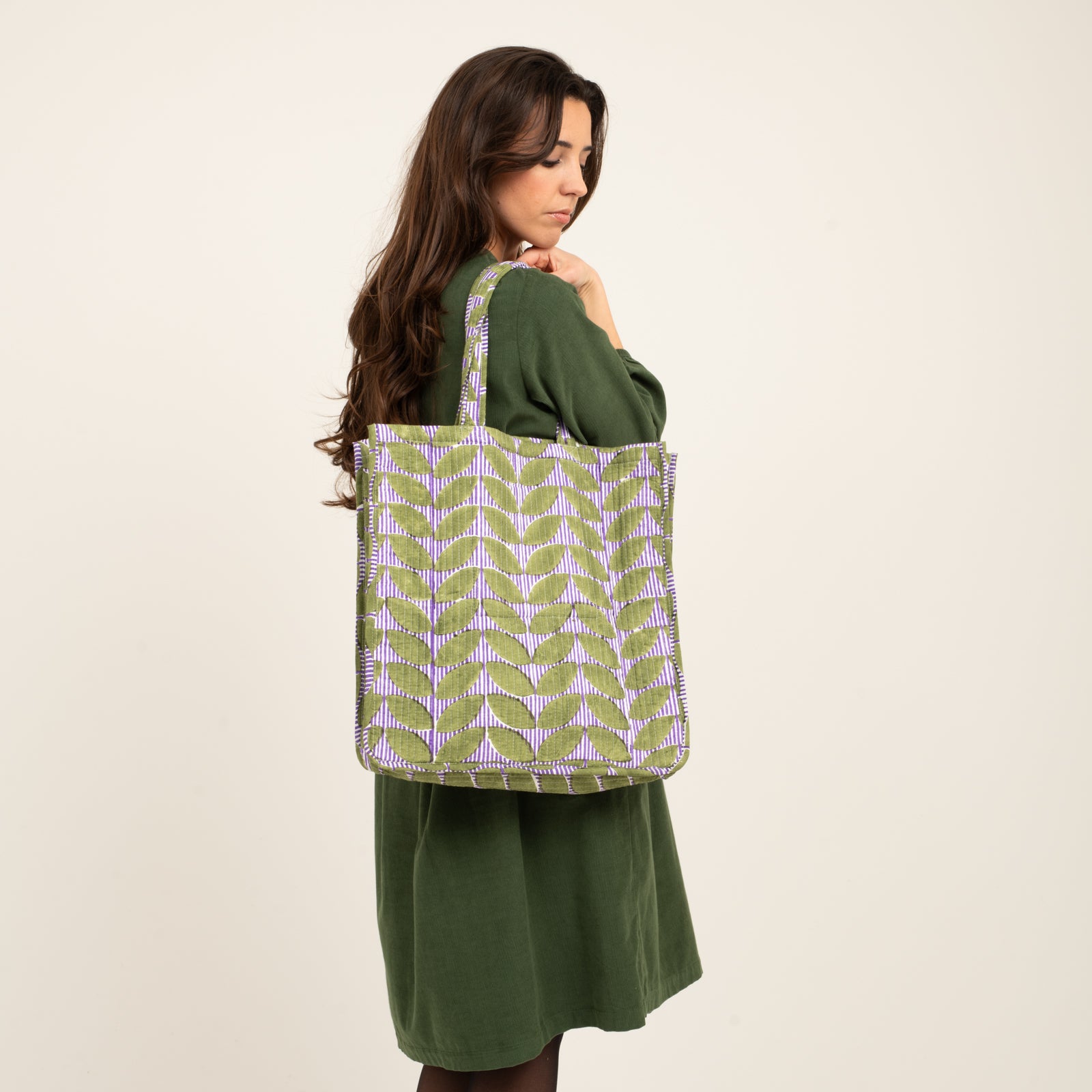 Quilted Tote Ananda 100% Organic Cotton - Green GREEN