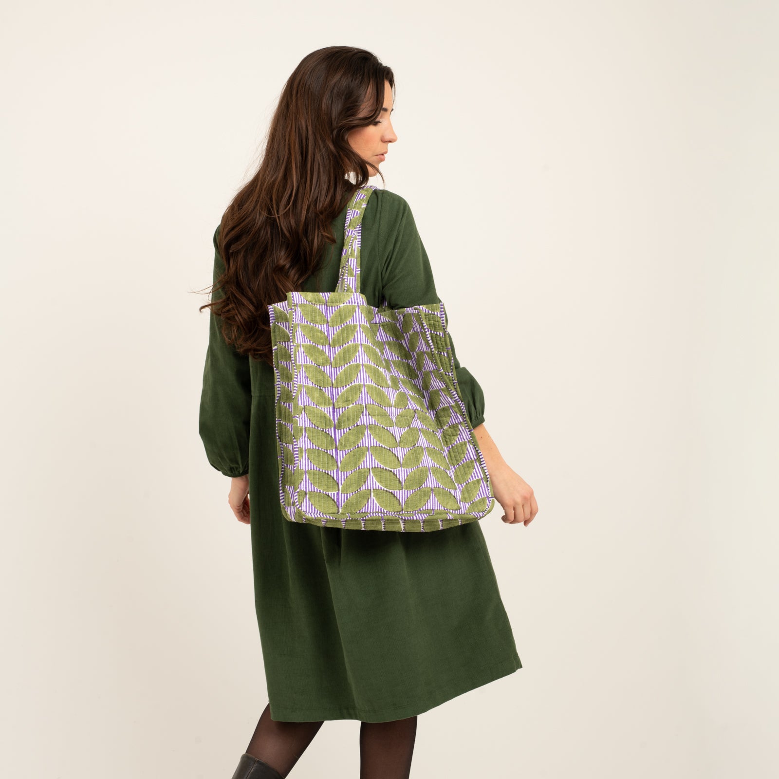 Quilted Tote Ananda 100% Organic Cotton - Green GREEN