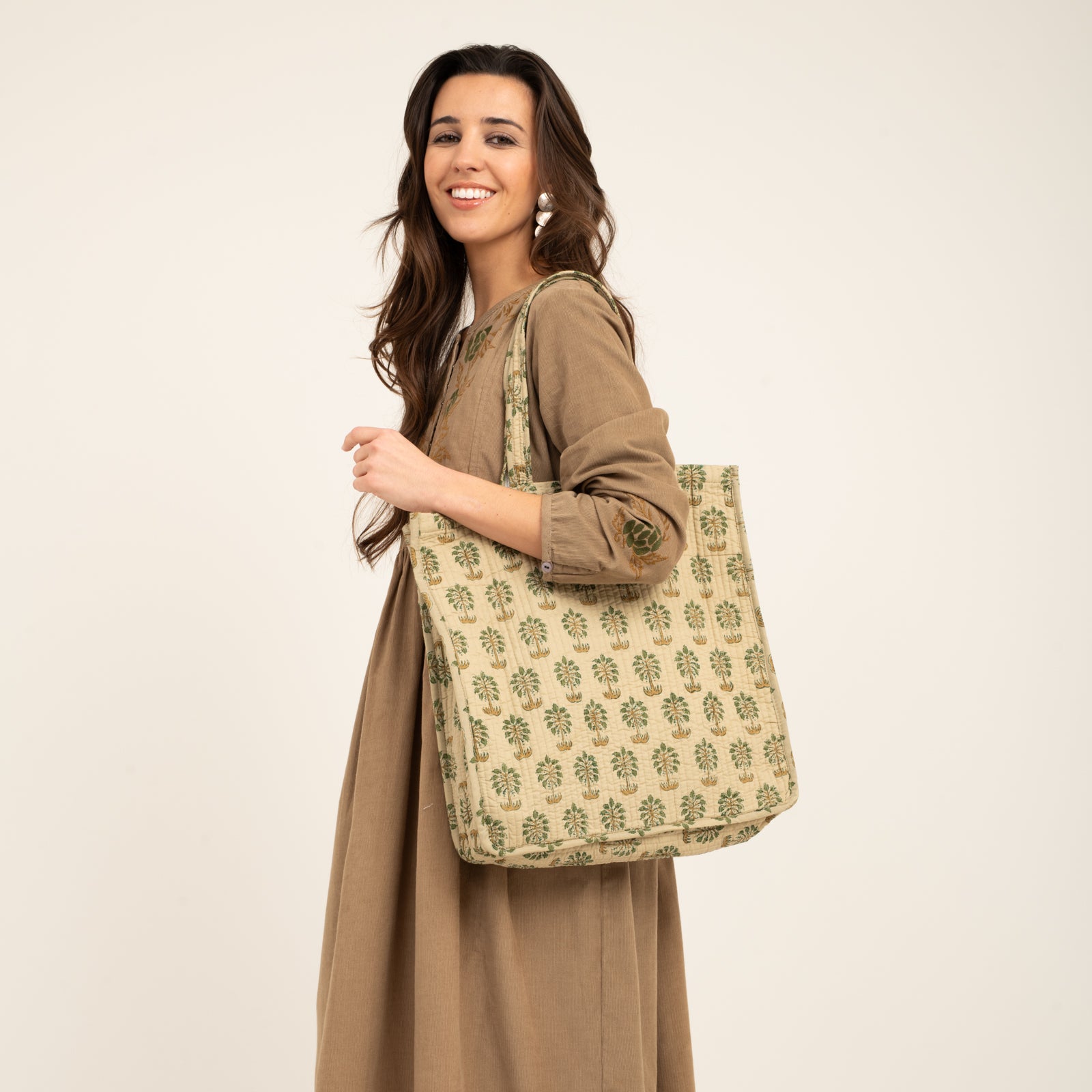 Quilted Tote Jaya 100% Organic Cotton - Green GREEN
