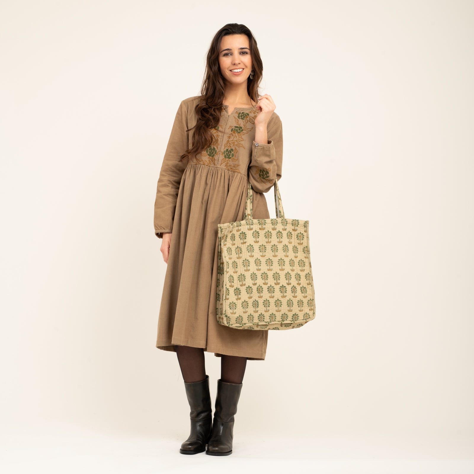 Quilted Tote Jaya 100% Organic Cotton - Green GREEN