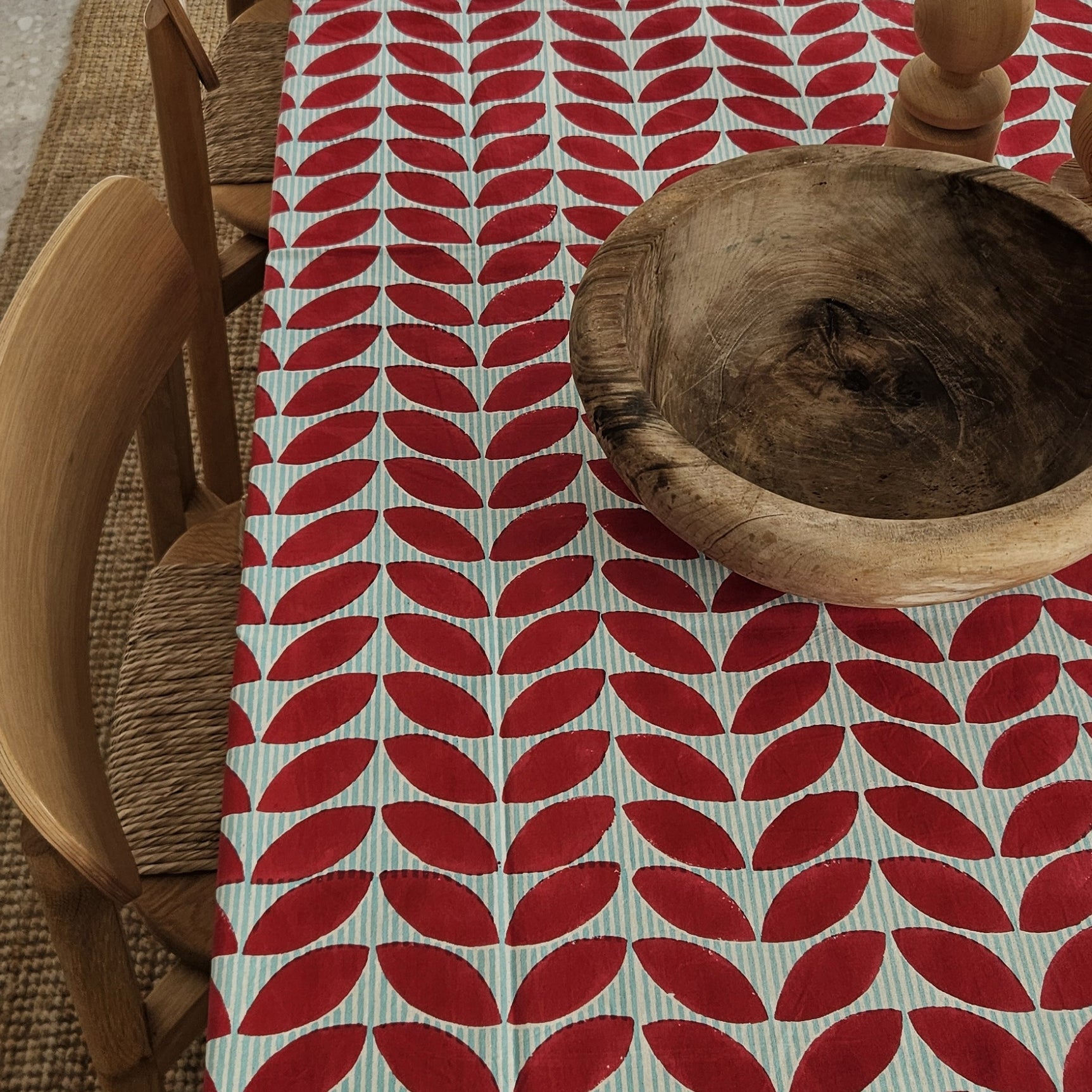 Table Cover Ananda 150x250 100% Organic Cotton-blockprint - Red RED