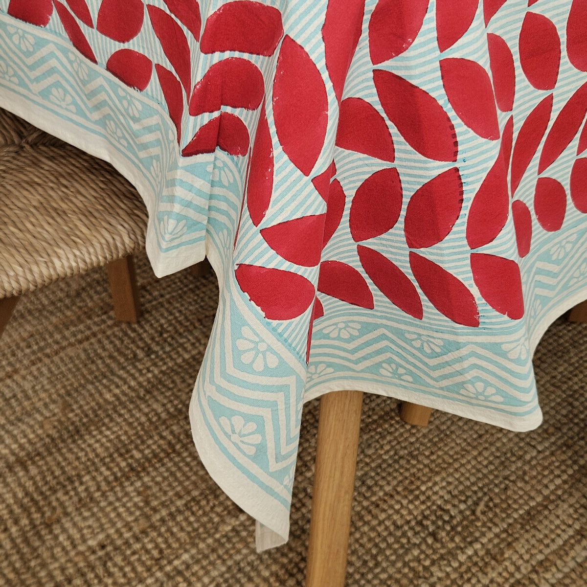 Table Cover Ananda 150x250 100% Organic Cotton-blockprint - Red RED