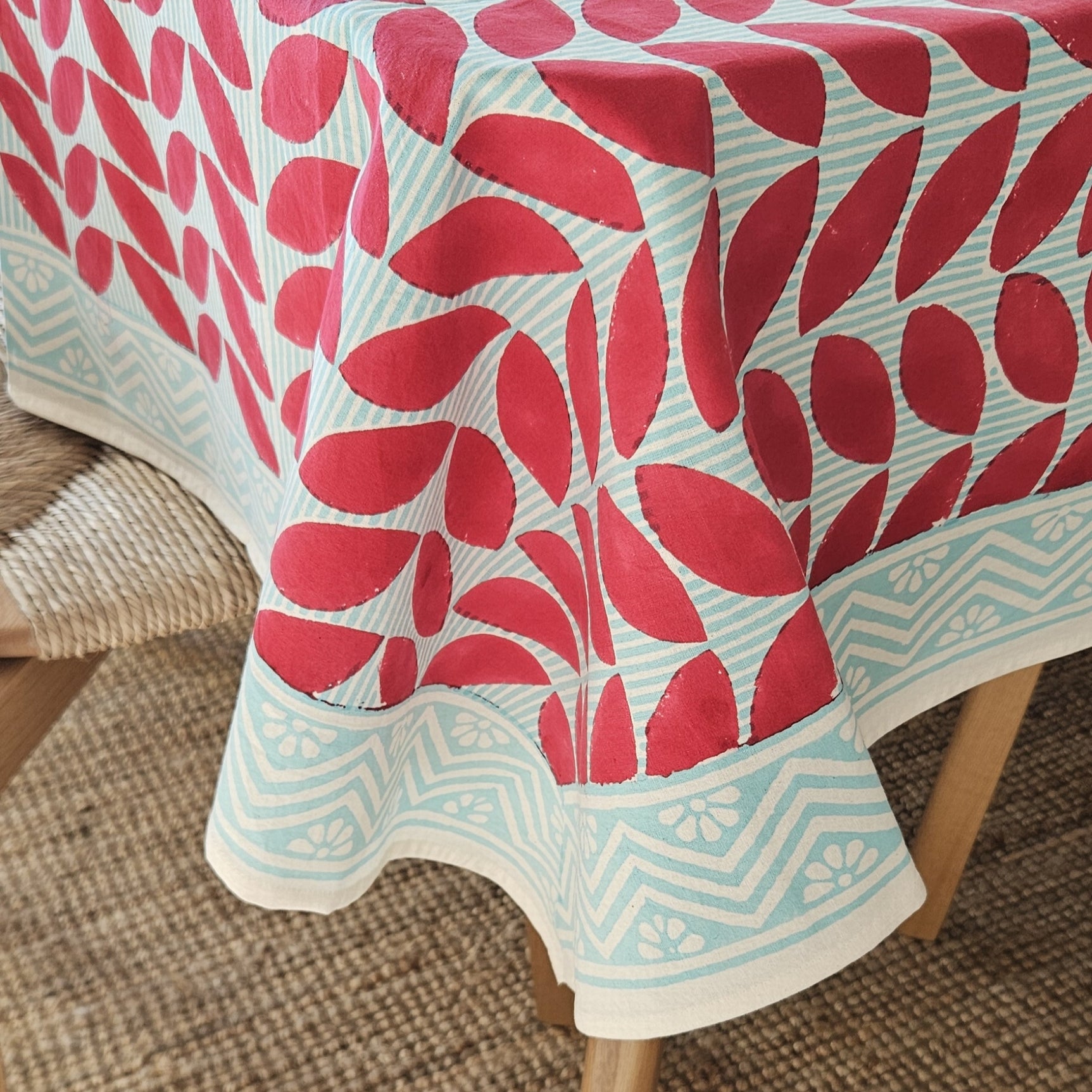 Table Cover Ananda 150x150 100% Organic Cotton-blockprint - Red RED