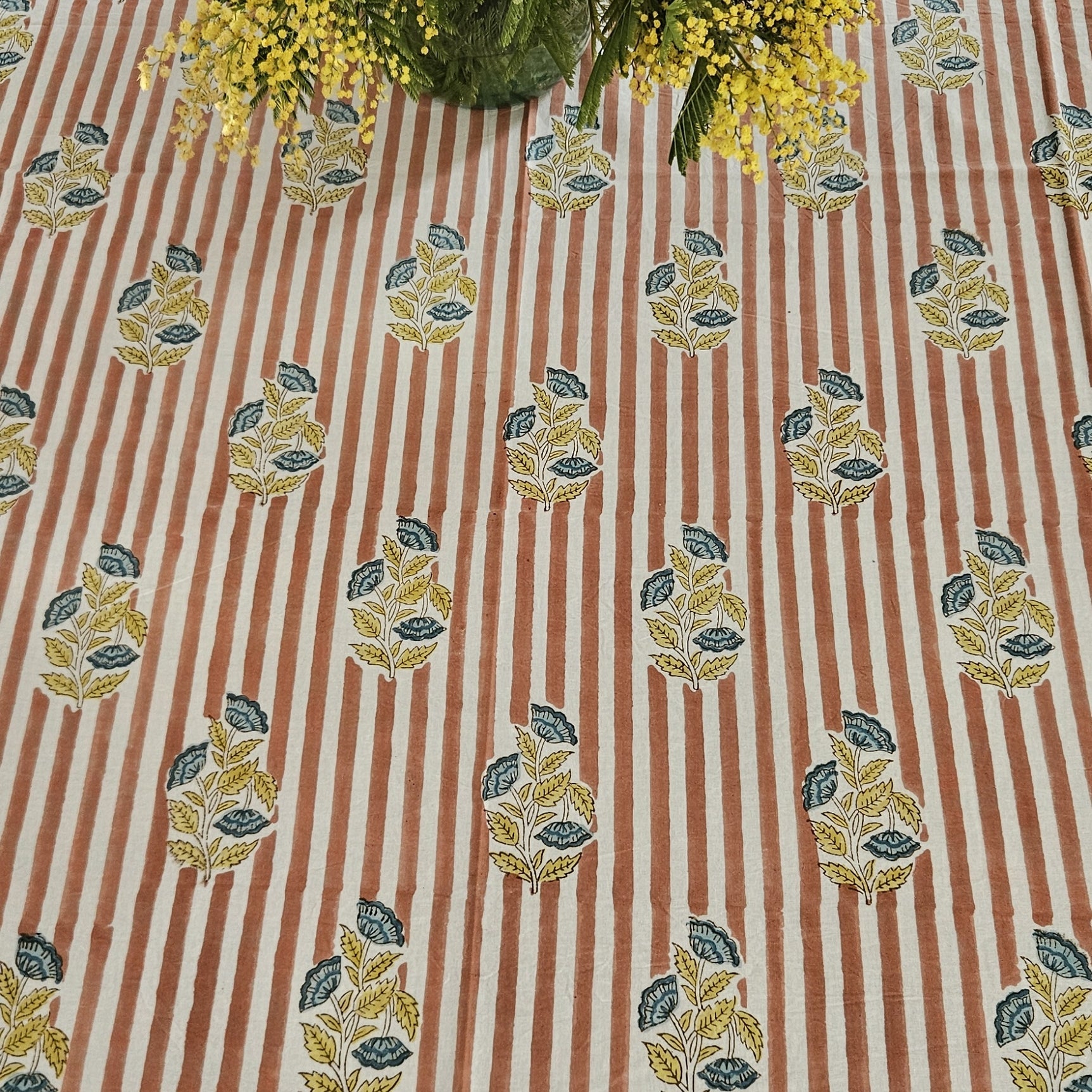 Table Cover Beaulieu 150x250 100% Organic Cotton-blockprint - Peach PEACH