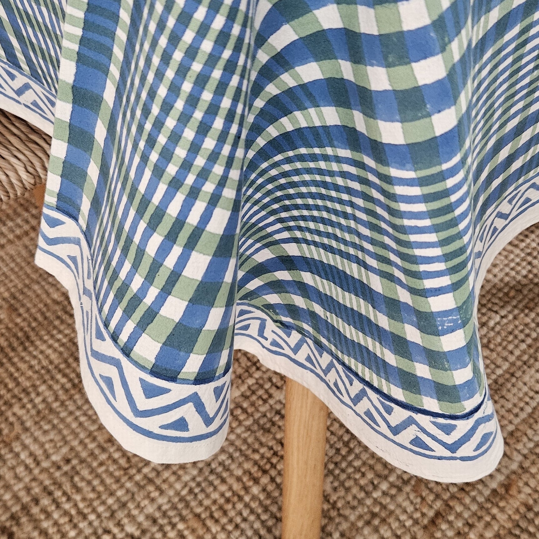 Table Cover Nissa 150x250 100% Organic Cotton-blockprint - Blue Green BLUE GREEN